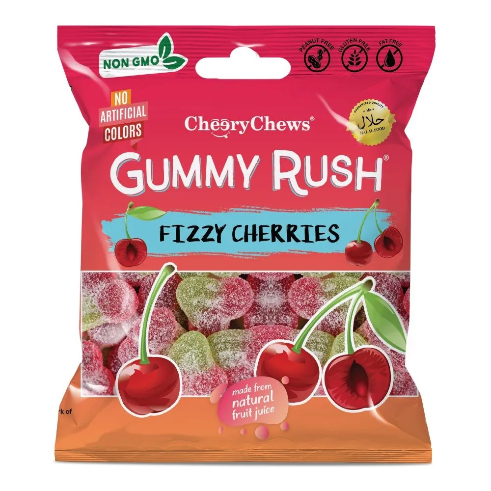 Gummy rush fizzy cherries