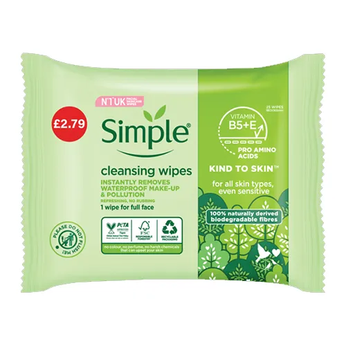 Simple wipes biodegradable pmp£2.79