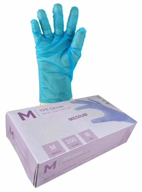 Tpe blue disposable gloves powder free medium