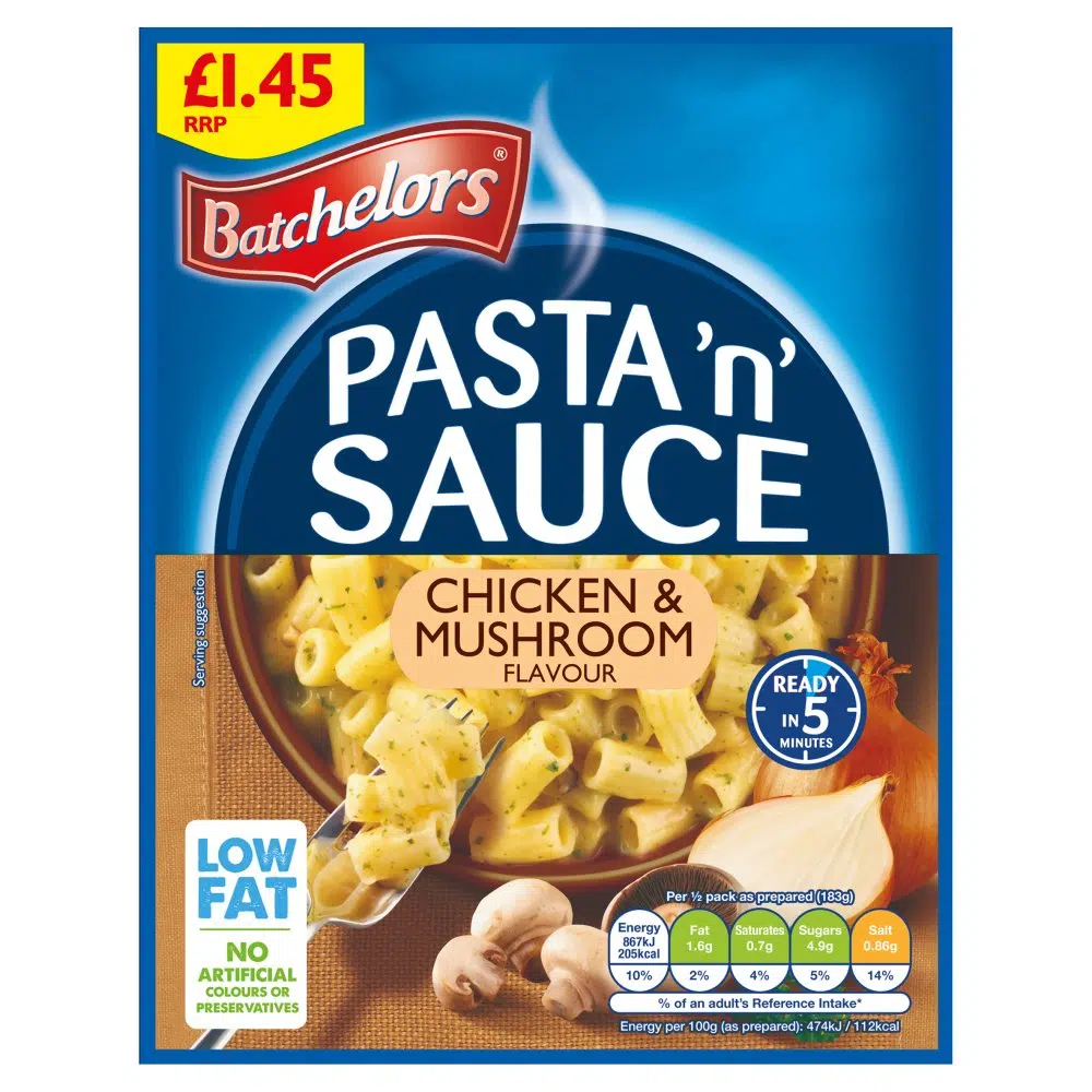 BATCHELOR PASTA IN SAUCE CHICK&MUSHR£1.45