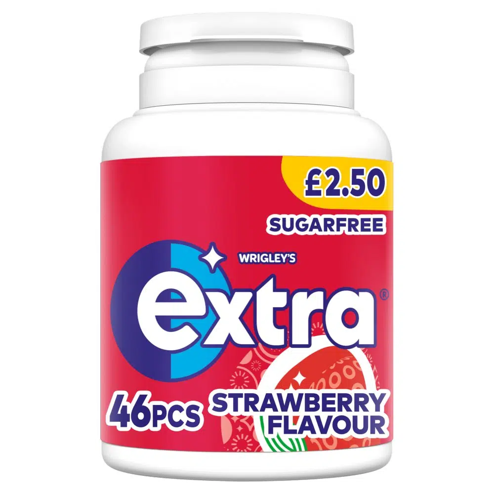 WRIGLEY EXTRA STRWBERRY BOTTLE PM £2.50