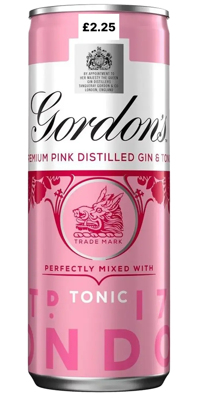 GORDONS PINK GIN & TONIC PMP £2.25