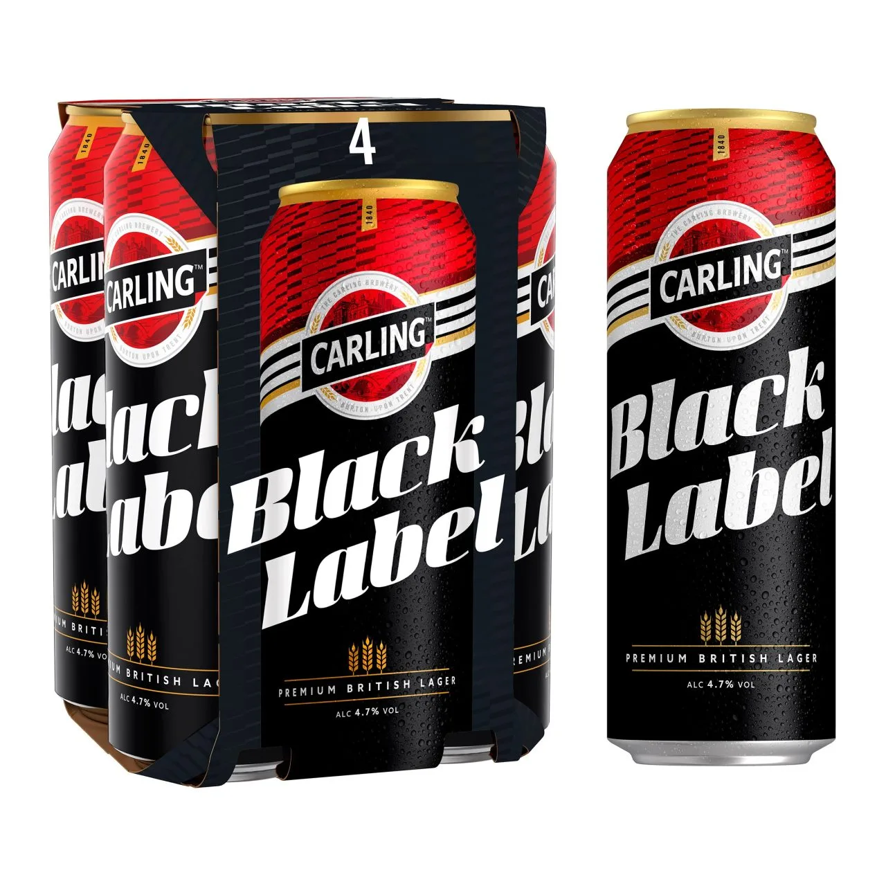 CARLING BLACK LABEL LAGER 4 PACK CANS PMP £7.49