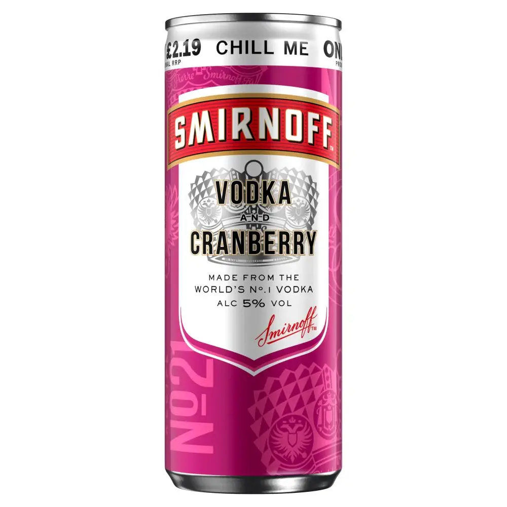 SMIRNOFF & CRANBERRY CANS PMP £2.25