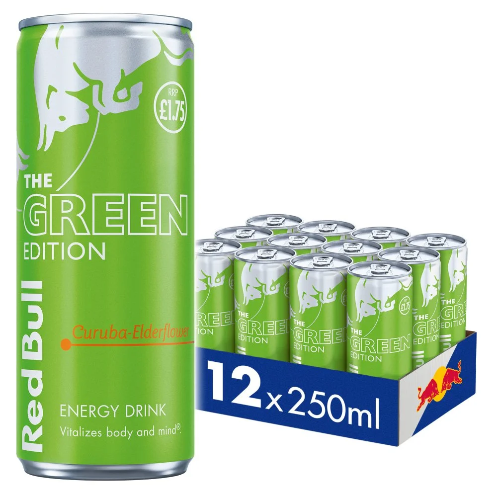 RED BULL GREEN EDITION CURUBA&ELDERFLOWER PMP£1.75