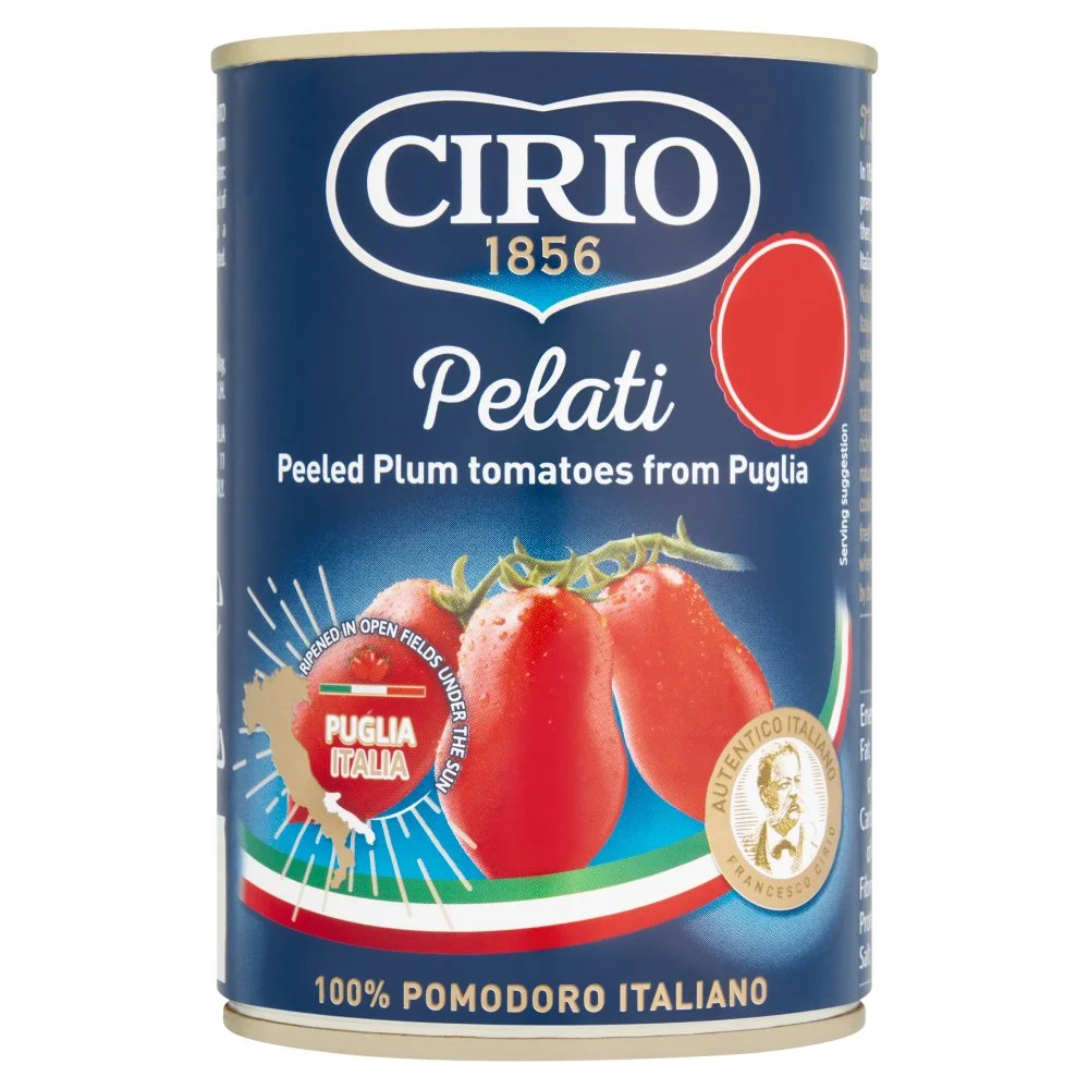 Cirio tomatoes peeled pm£1.30