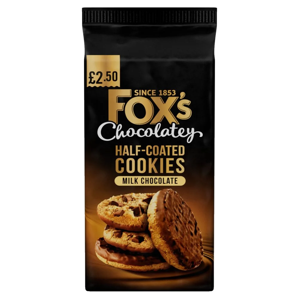 Foxs half coated milk chocolate cookies pmp £2.50
