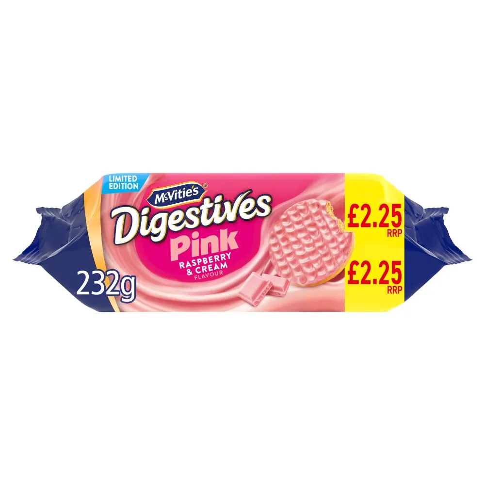 Mcvities pink digestives raspberry &cream pmp£2.25