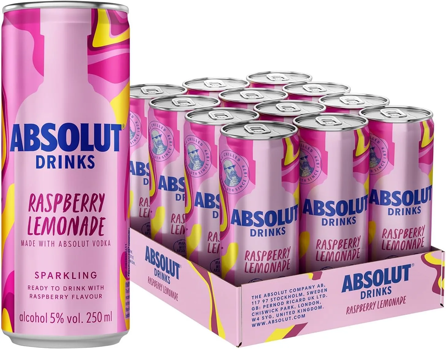 Absolut vodka raspberry&lemon can