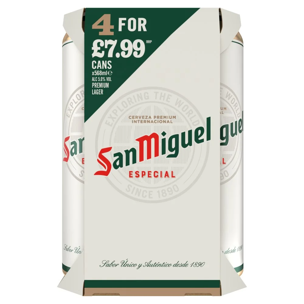 San miguel can 568ml 4 pack pm â£7.99