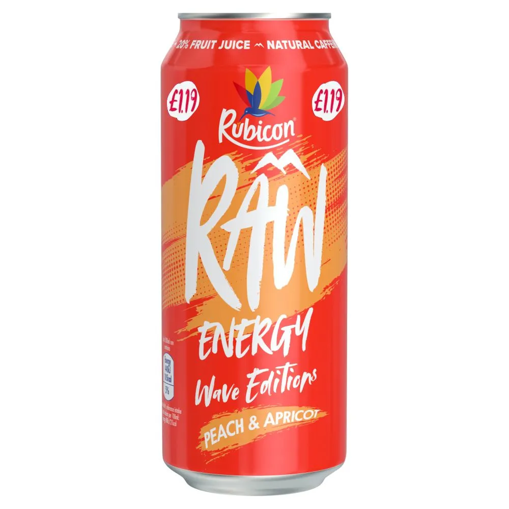 Rubicon raw energy peach & apricot £1.19