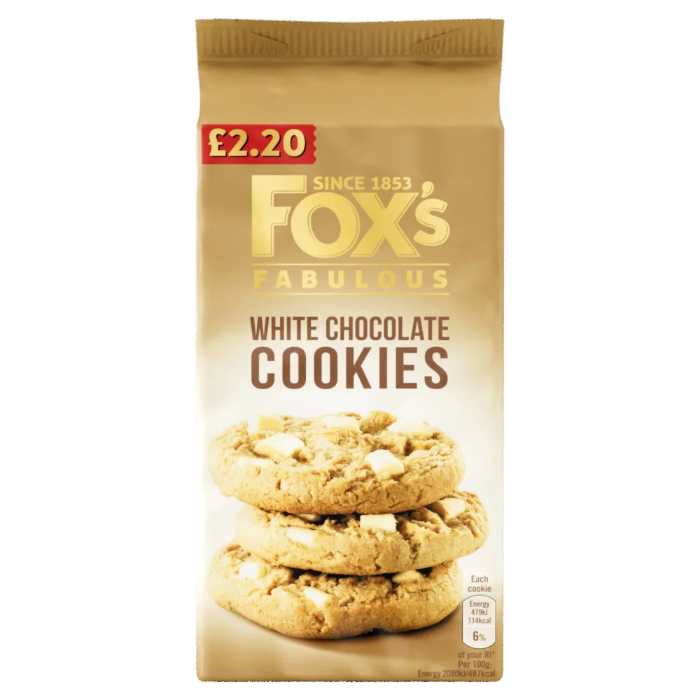 Foxs white chocolate chunk cookies pmp £2.20