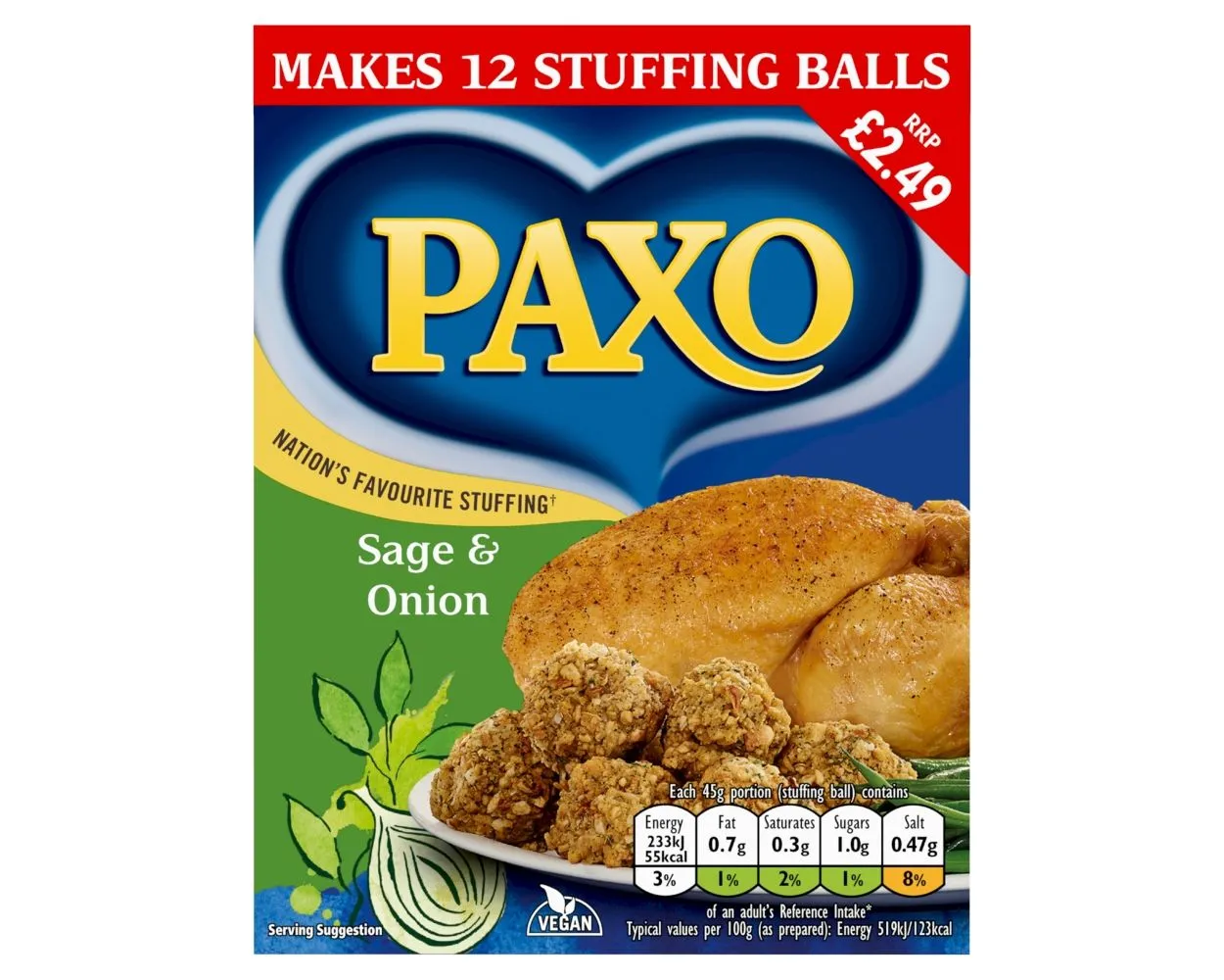 Paxo sage & onion stuffing pm £2.49
