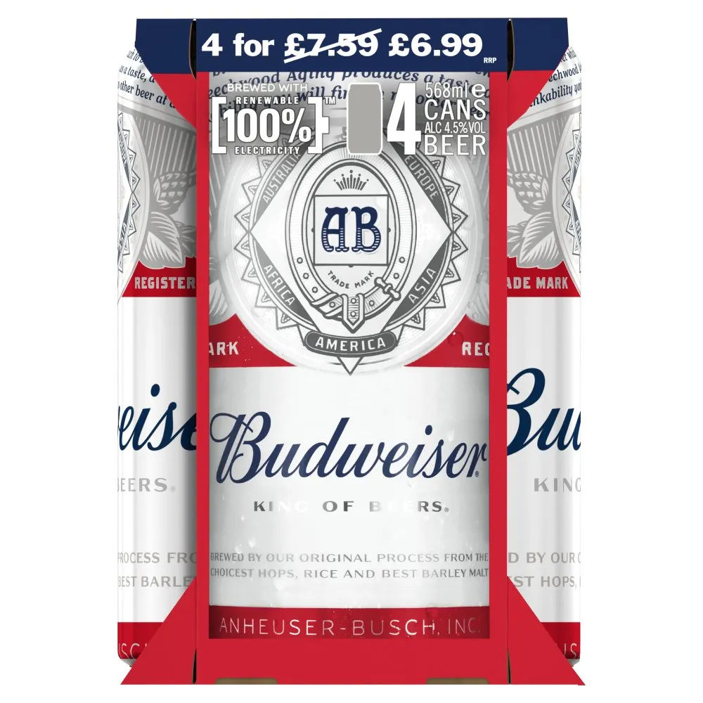 Budweiser Pint Can 4pack PM £6.99