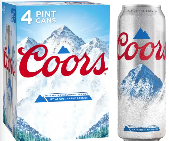 Coors lager beer can â£6.25 4 pack