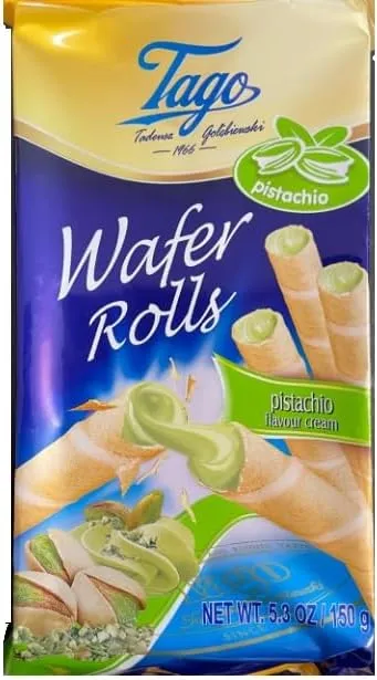 Tago pistachio wafer roll