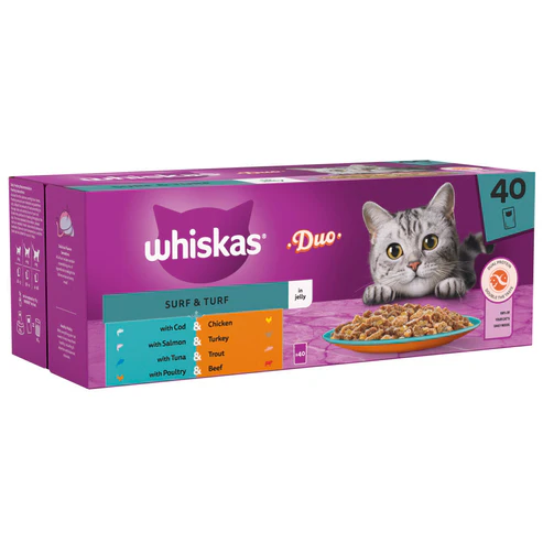 Whiskas 1+ Cat Pouch Duo Surf & Tas