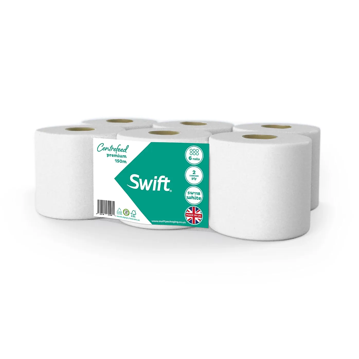 [901517] Swift premium white centrefeed roll 150m