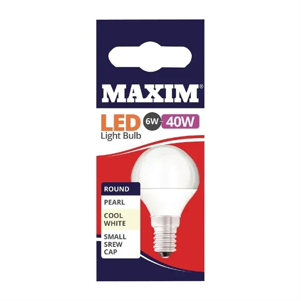 6w=40w maxim led round e27 cool white