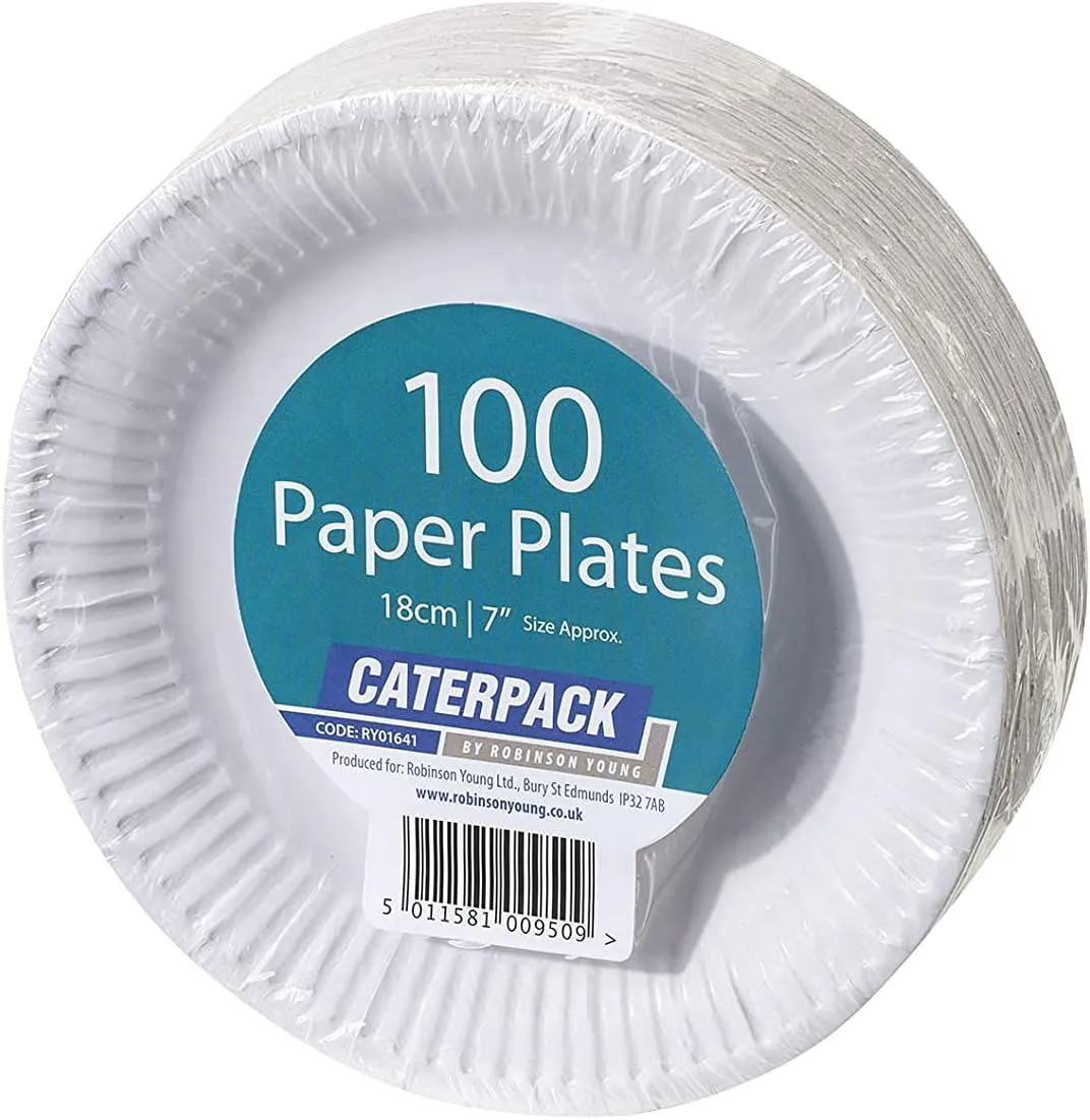 Caterpack white plates 18cm 01641