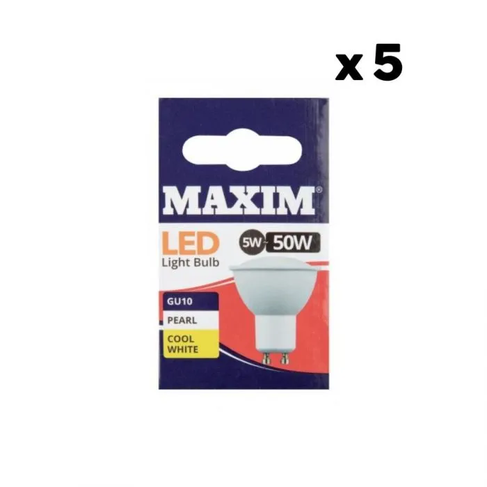Maxim 5w=50w led gu10 cw pearl